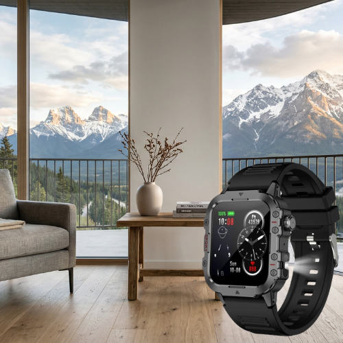 Gadgetix TactWatch Pro military-grade fitness smartwatch with IP67 water resistance, display and durable design.