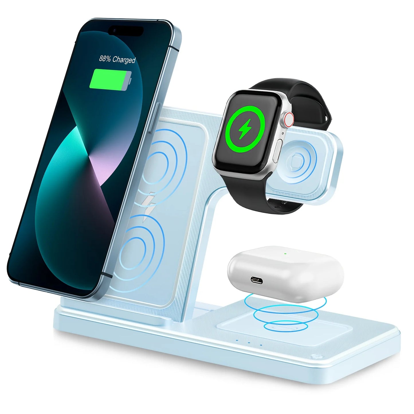 3-in-1 Wireless Charging Station for iPhone, Watch & AirPods