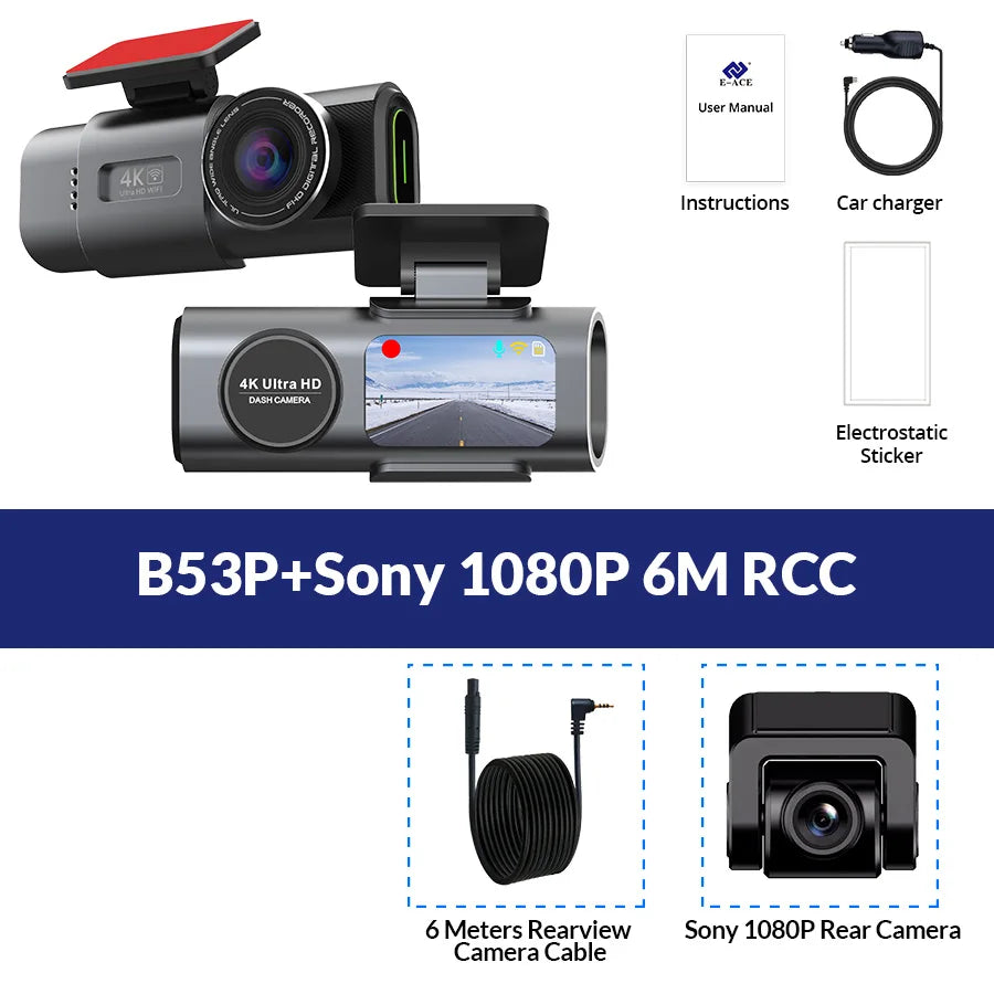 4K Dash Cam with Night Vision & GPS - 24H Parking Monitor
