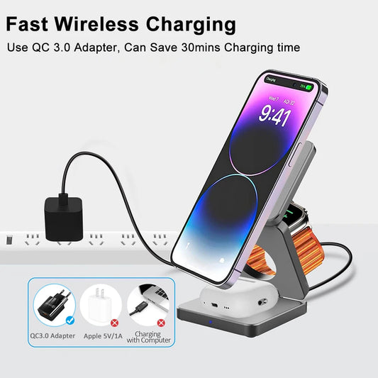 3-in-1 Foldable Wireless Charging Station for iPhone