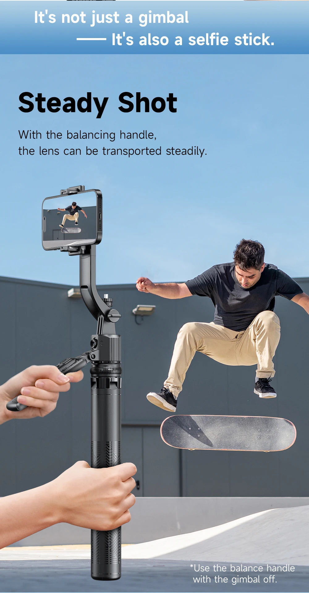Gadgetix CYKE wireless selfie stick tripod with adjustable extendable arm and built-in phone holder for smartphones.