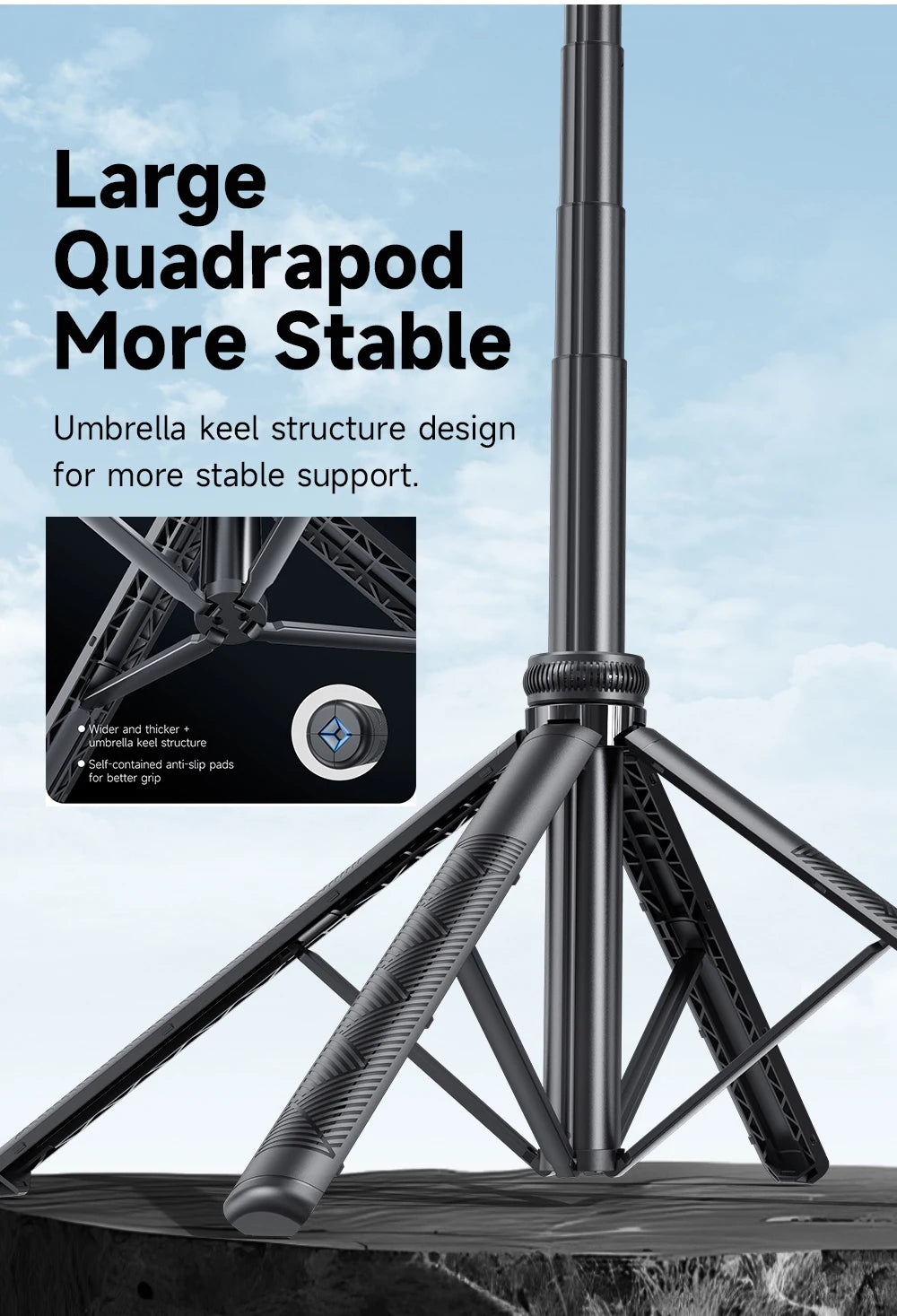 Gadgetix CYKE wireless selfie stick tripod with extendable arm and phone holder, black electronic device for selfies and videos