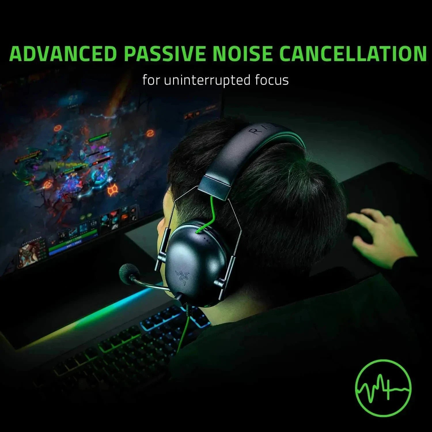 Razer BlackShark V2 X wired gaming headset with over-ear design, black color, and adjustable headband for immersive gaming sound.