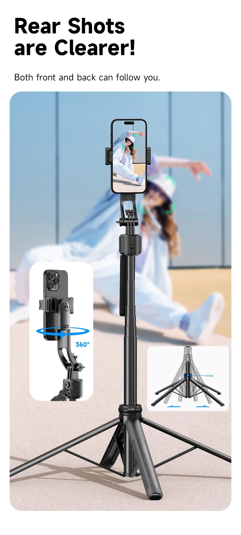 Gadgetix CYKE wireless selfie stick tripod with extendable arm, smartphone mount, and compact design for easy photography.