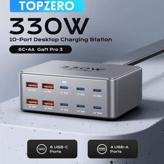 330W GaN USB-C Charger - Multiport Fast Charging Station