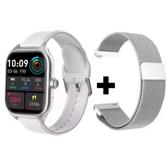Gadgetix SlimWatch Pro 1.83" HD smartwatch with Bluetooth calling and fitness tracking, showing the watch face on a wrist.