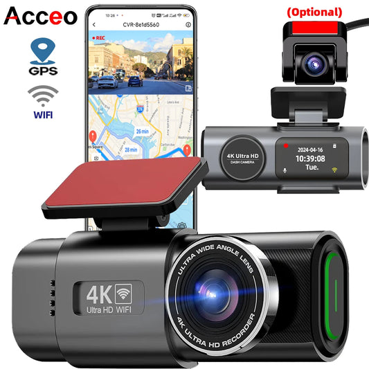 4K Dash Cam with Night Vision & GPS - 24H Parking Monitor