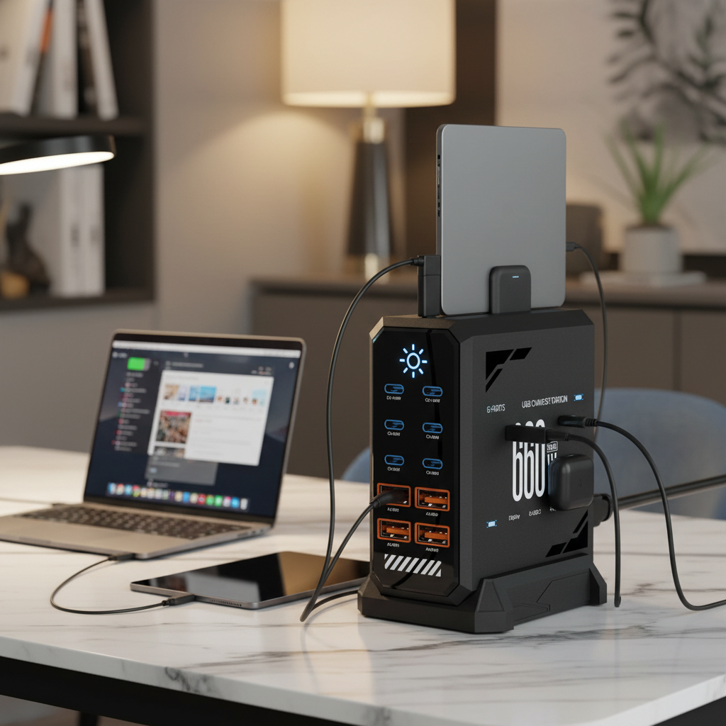 660W GaN charging station lifestyle multiple devices